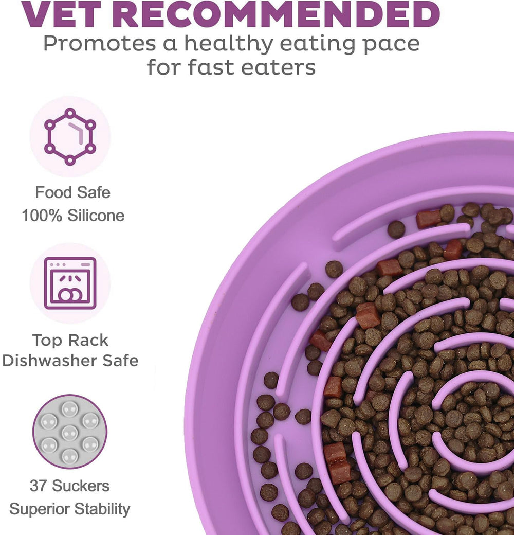 Azyh slow-feeder dog bowl labyrinth pattern promoting mindful eating during mealtime.