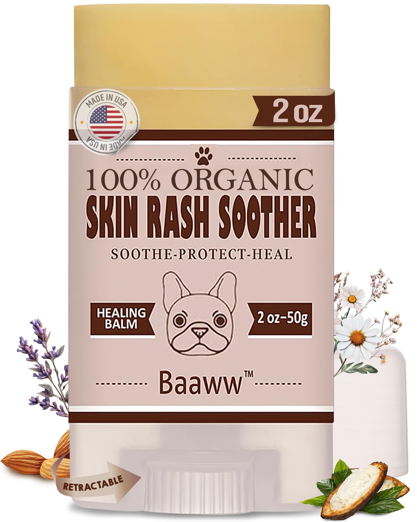 Baaww hot spot-treatment bottle applying coconut oil and aloe for soothing irritated skin