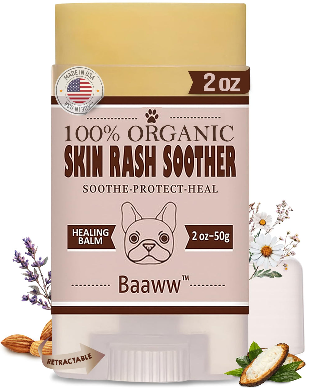 Baaww hot spot-treatment bottle applying coconut oil and aloe for soothing irritated skin