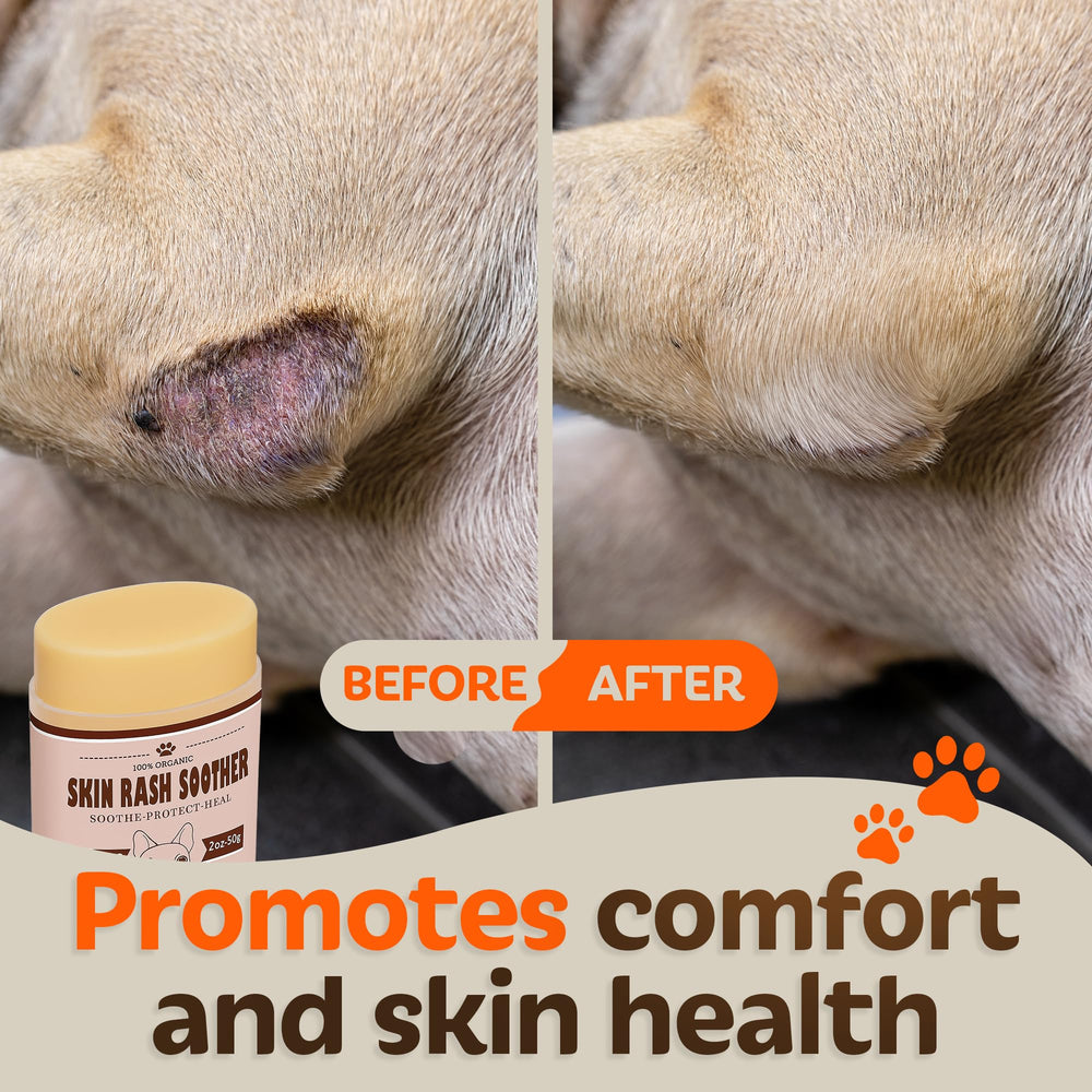 Baaww soothing dog skin balm on irritated area demonstrates calming relief