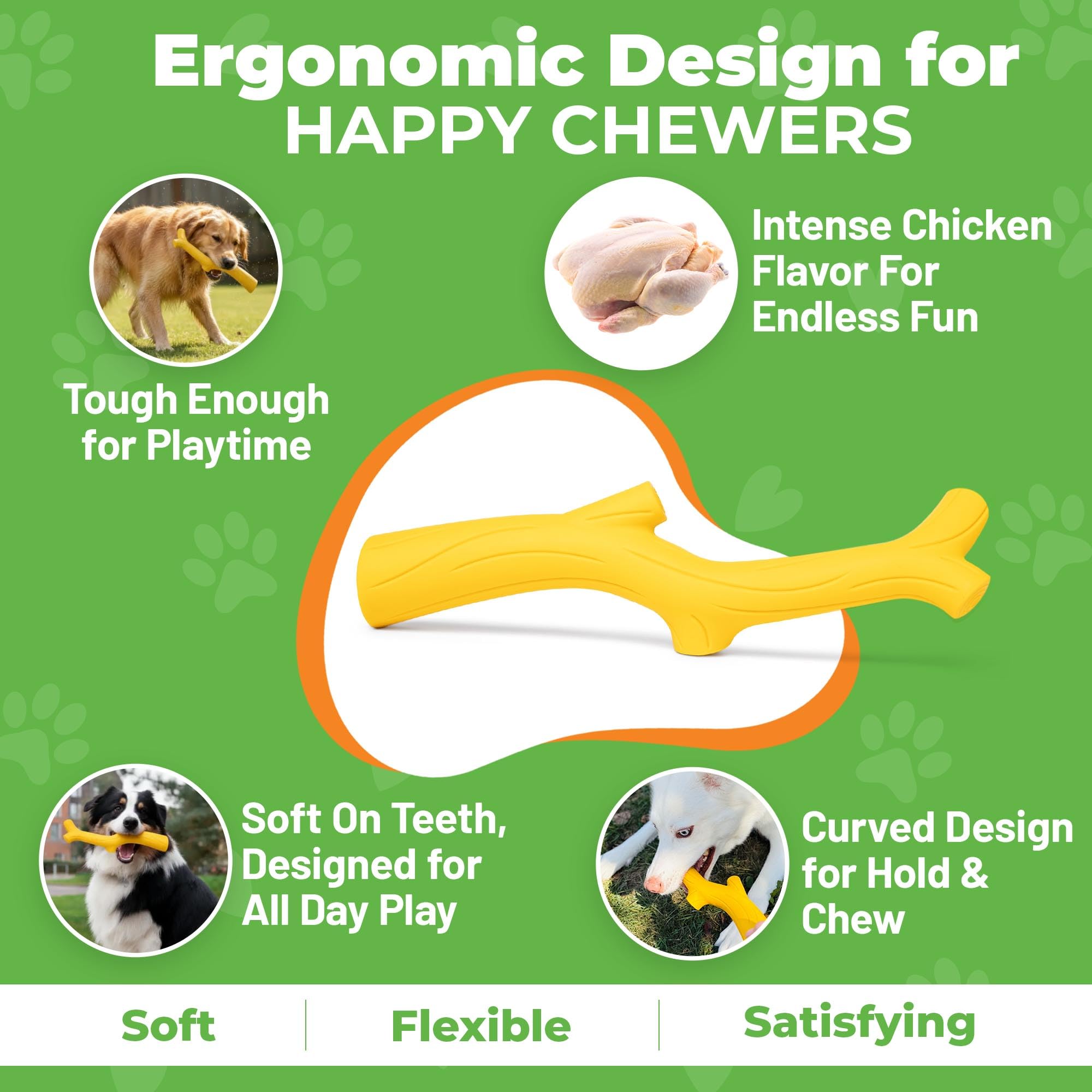Baba Buddies chicken-flavor yellow squeak dog toy ideal for interactive fetch.