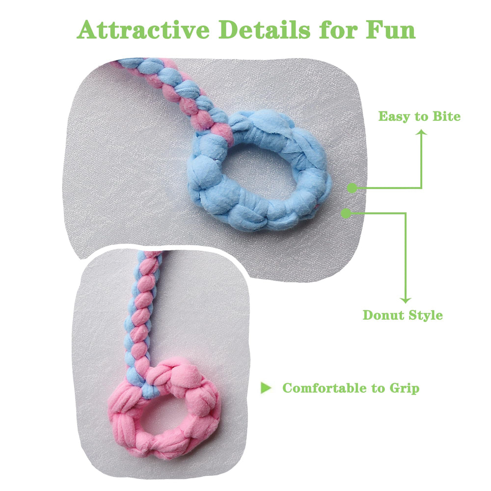 Baba&Nana braided fleece tug toy with ball blue color for training drills.