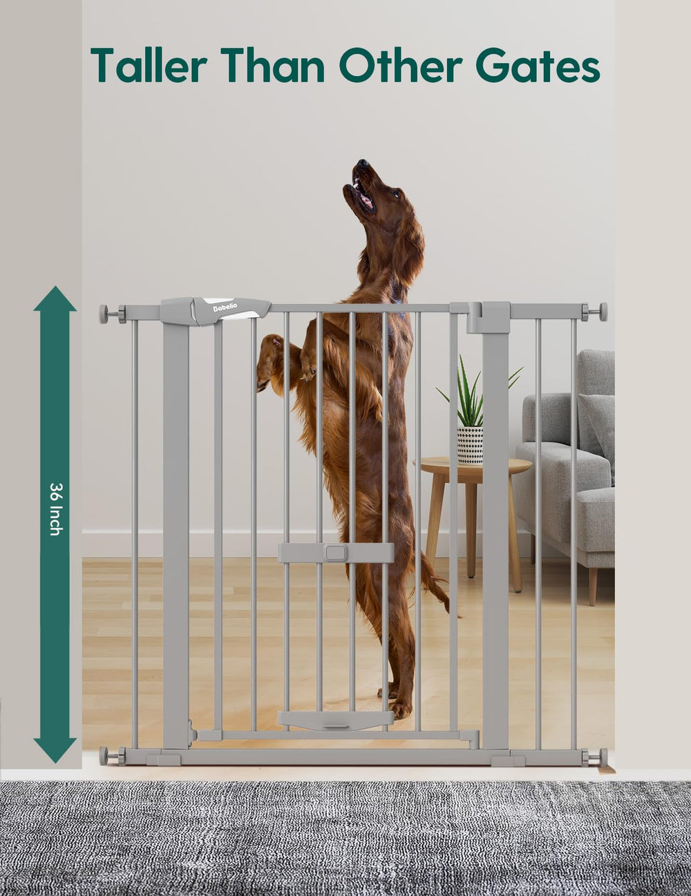 BABELIO adjustable width gate showing 29-40 inch range with extensions for openings.