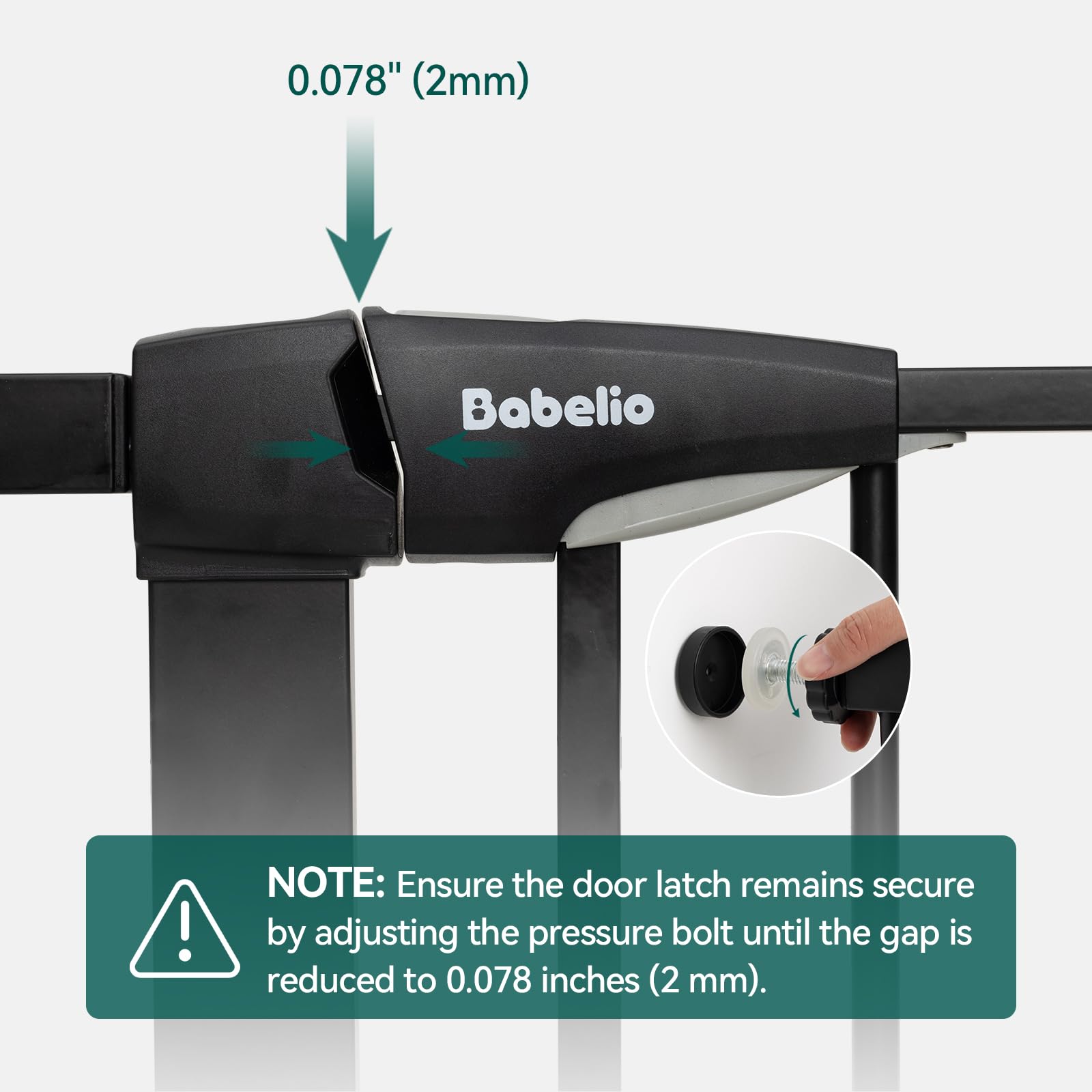 BABELIO gate in one-handed use demonstrates easy walk-through access.