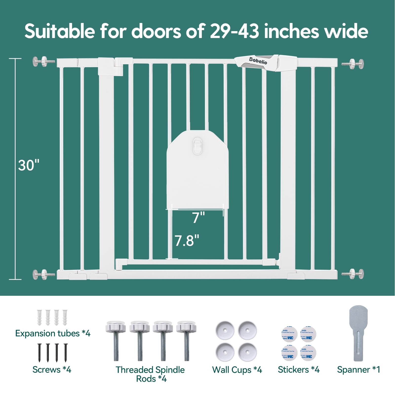 BABELIO Auto Close Baby Gate wall cups ensure secure tool-free installation
