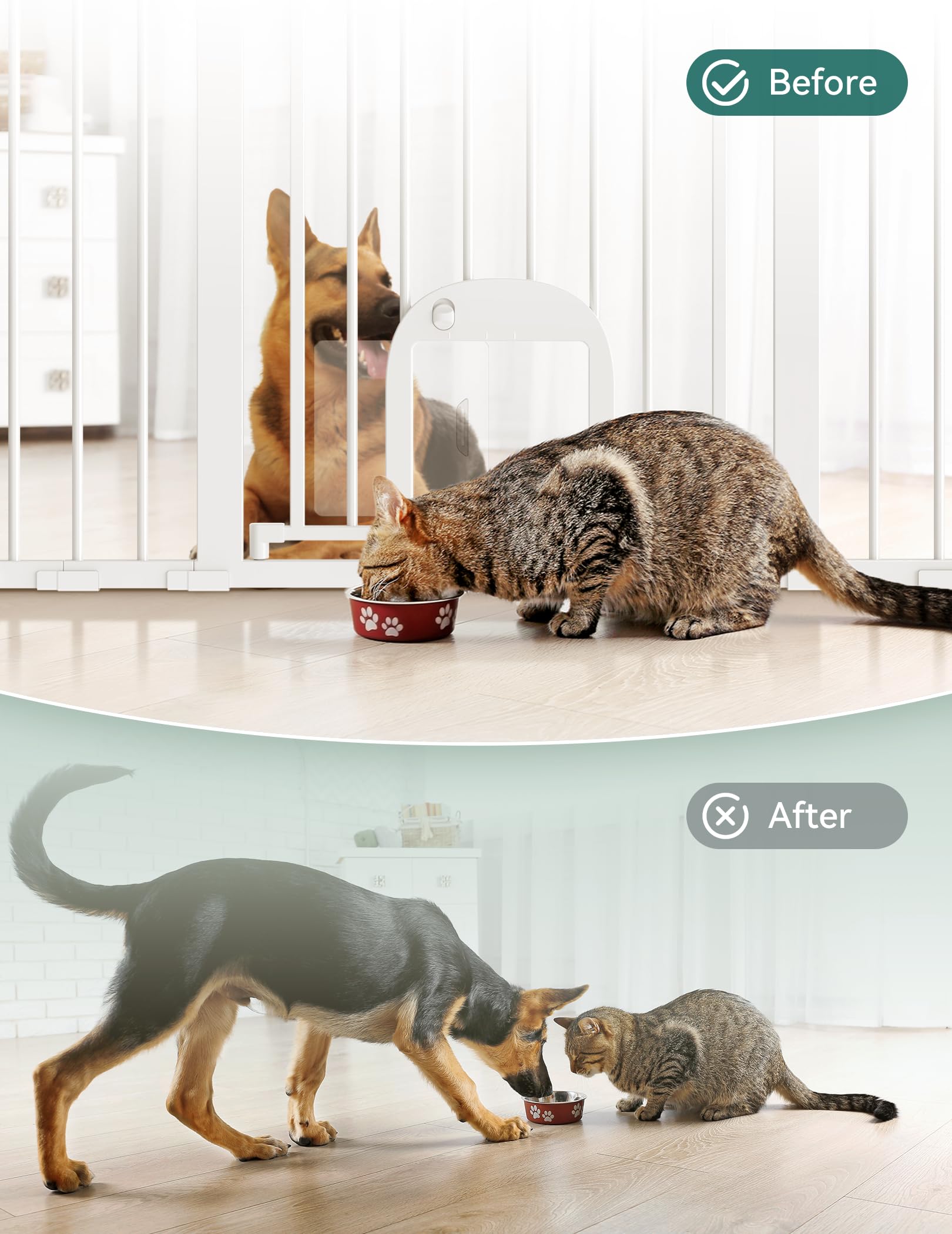 BABELIO cat door open on baby gate for easy pet access