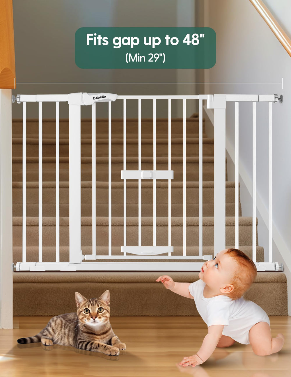 BABELIO baby gate cat door allows small pets to pass