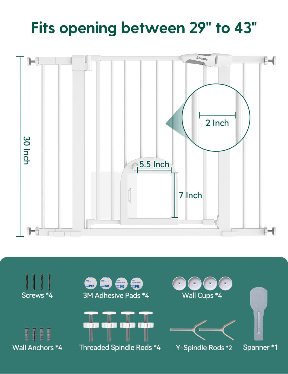 BABELIO Baby Gate adaptable layout used in stairs and doorways for pets.