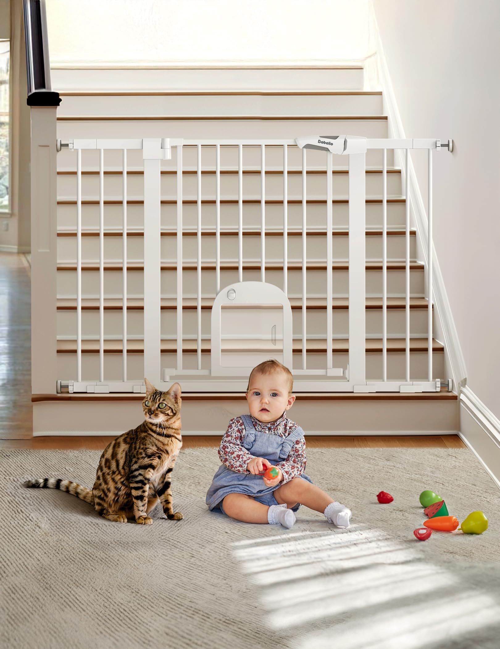BABELIO extra-wide gate fits stair openings securely