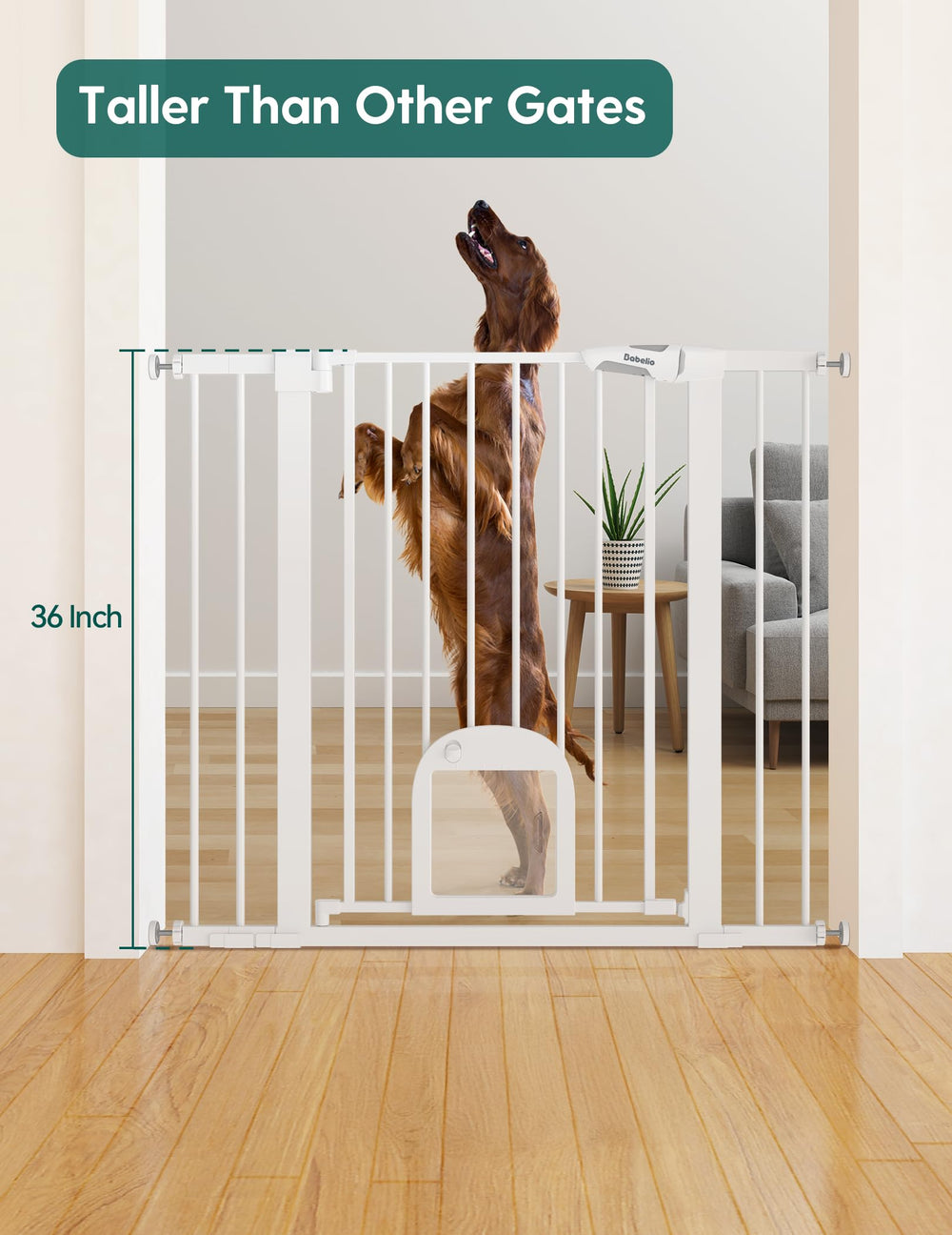 BABELIO baby gate on stairs shows tall, secure design.