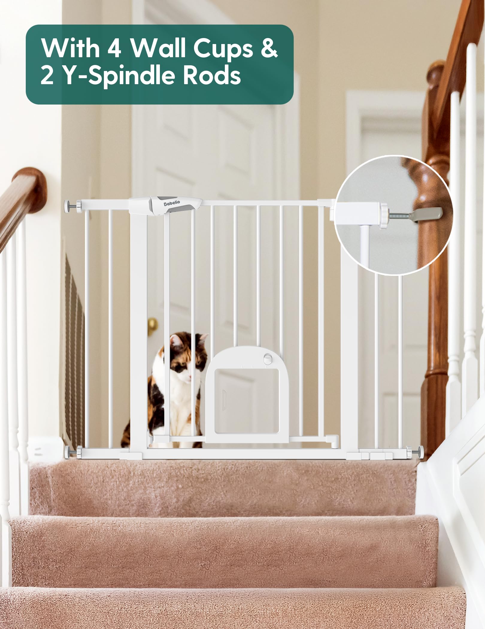 BABELIO wall cups and pressure mounting keep a stable barrier.