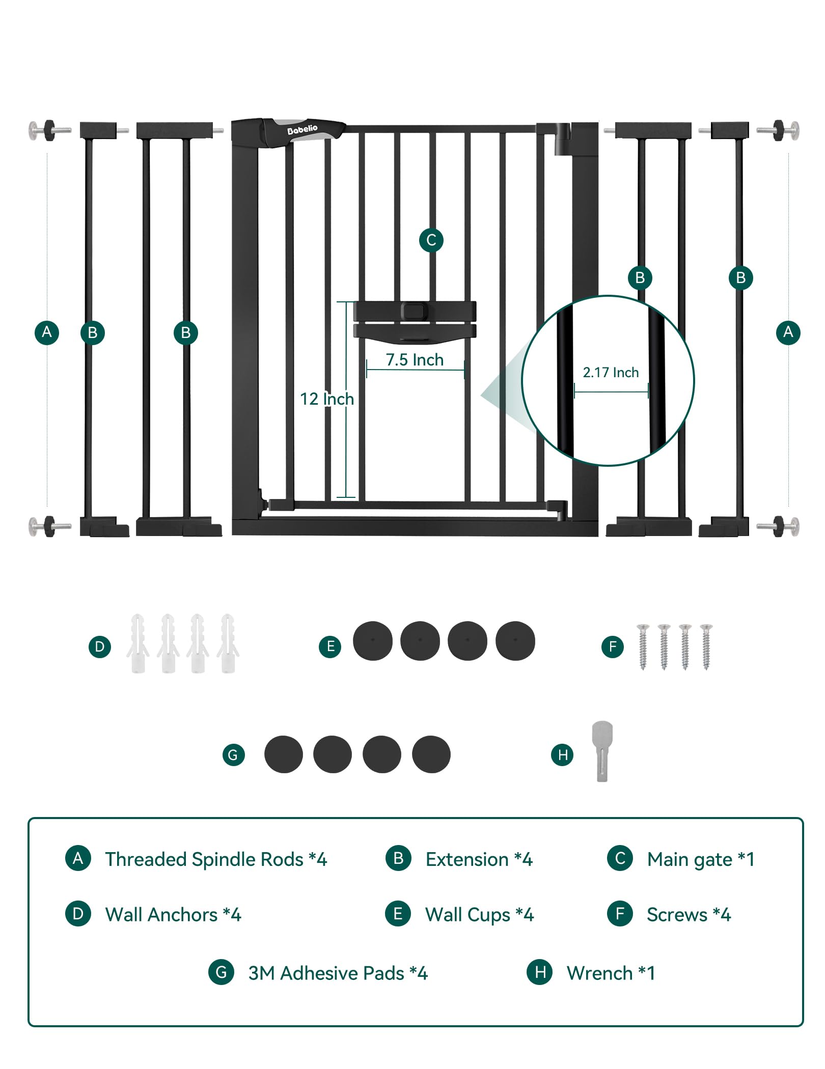 BABELIO extension kits and wall cups simplify adapting to wide openings.