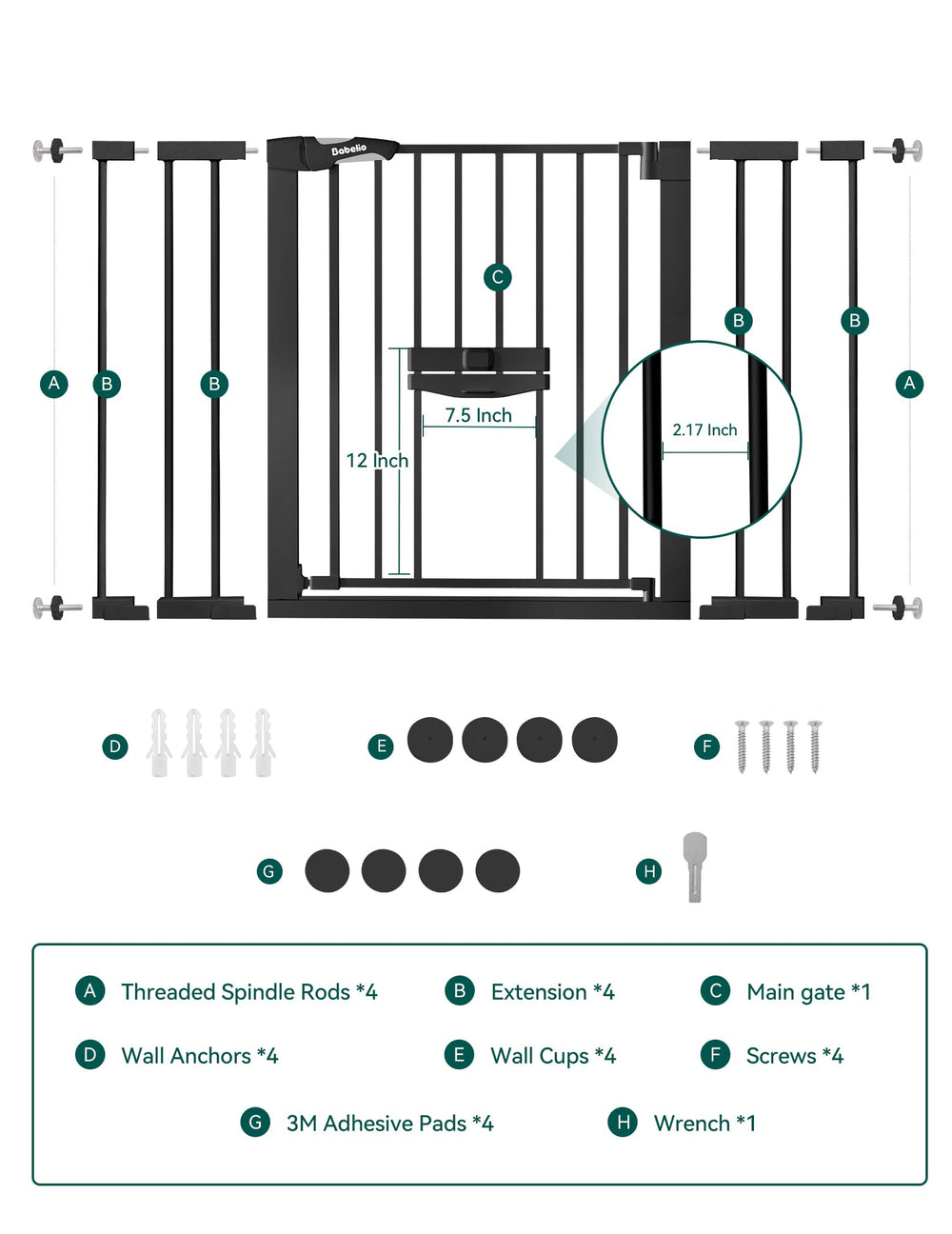BABELIO extension kits and wall cups simplify adapting to wide openings.