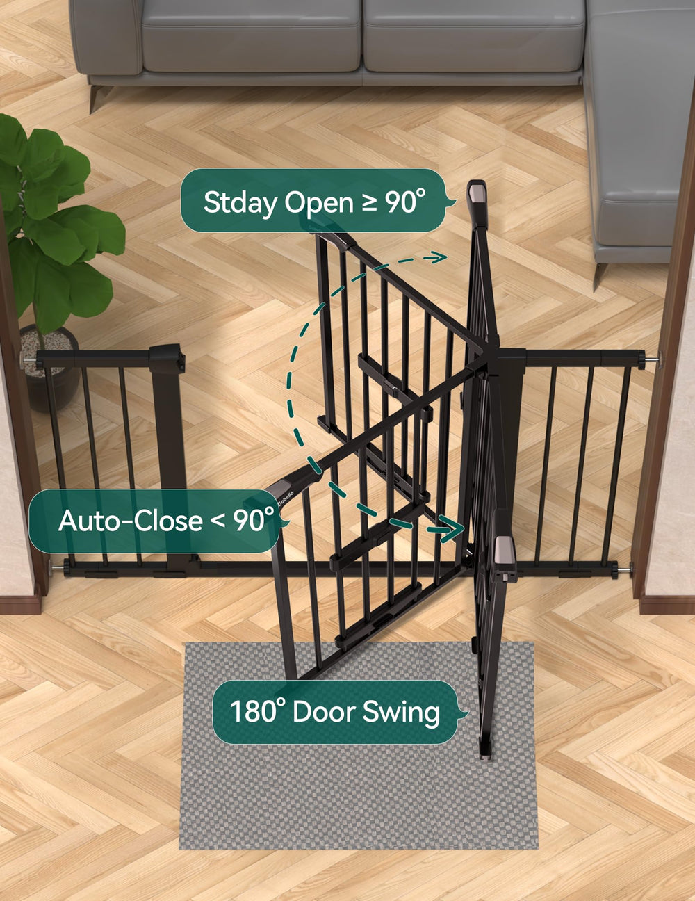 BABELIO two-way swing supports everyday entry from both sides.
