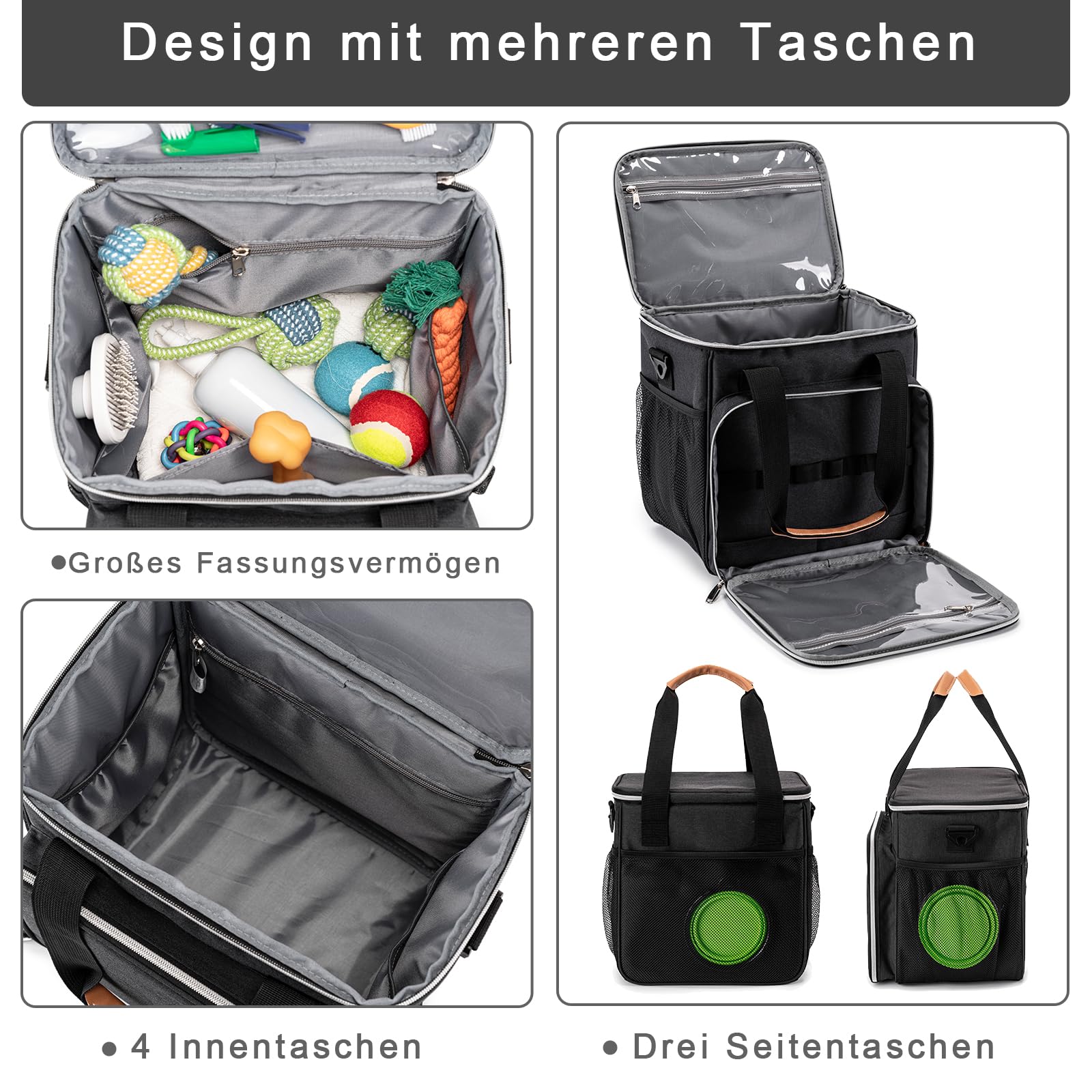 BABEYER dog grooming tote side mesh pockets keep frequently used tools within reach.