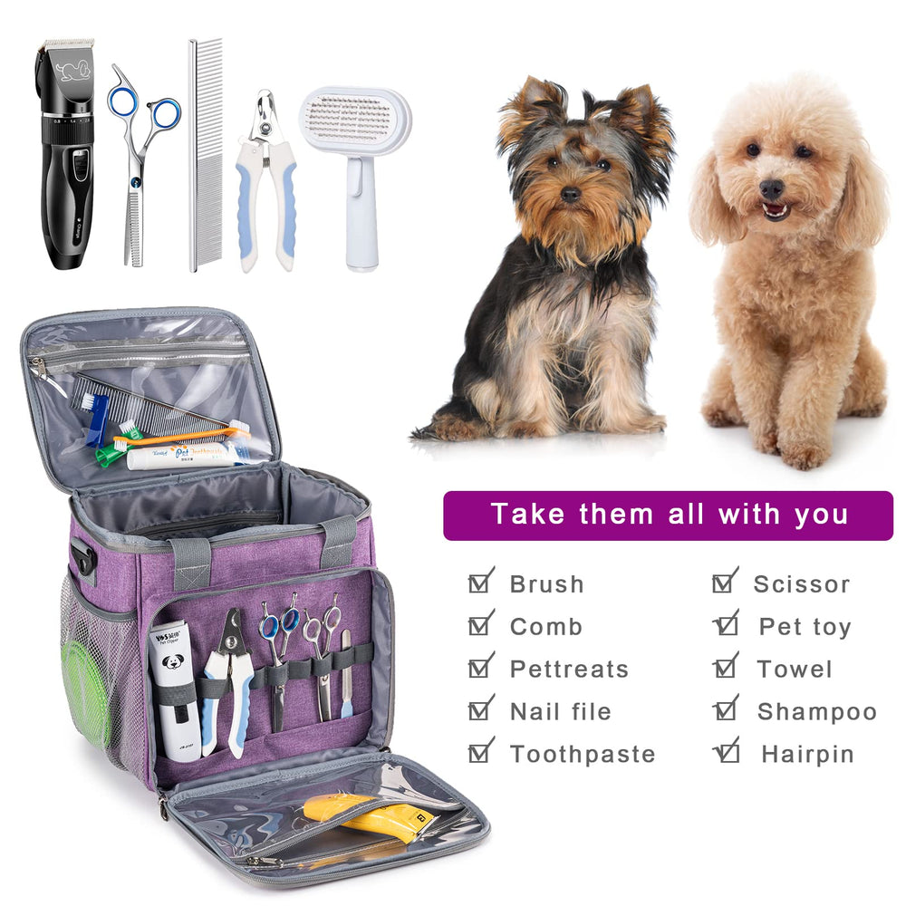 BABEYER pet grooming bag adjustable strap offers comfortable cross body or over shoulder carry
