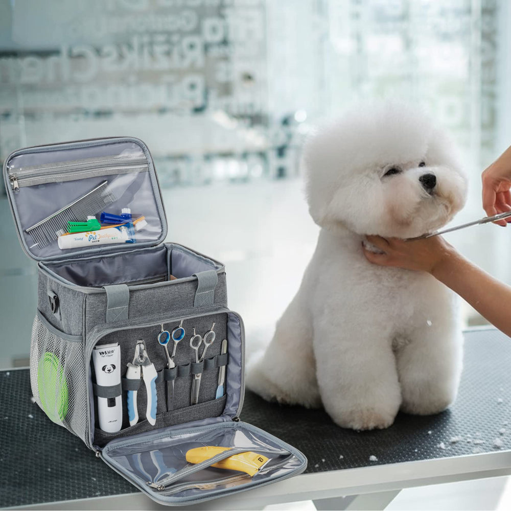 BABEYER pet grooming bag side mesh pockets keep frequently used tools within reach