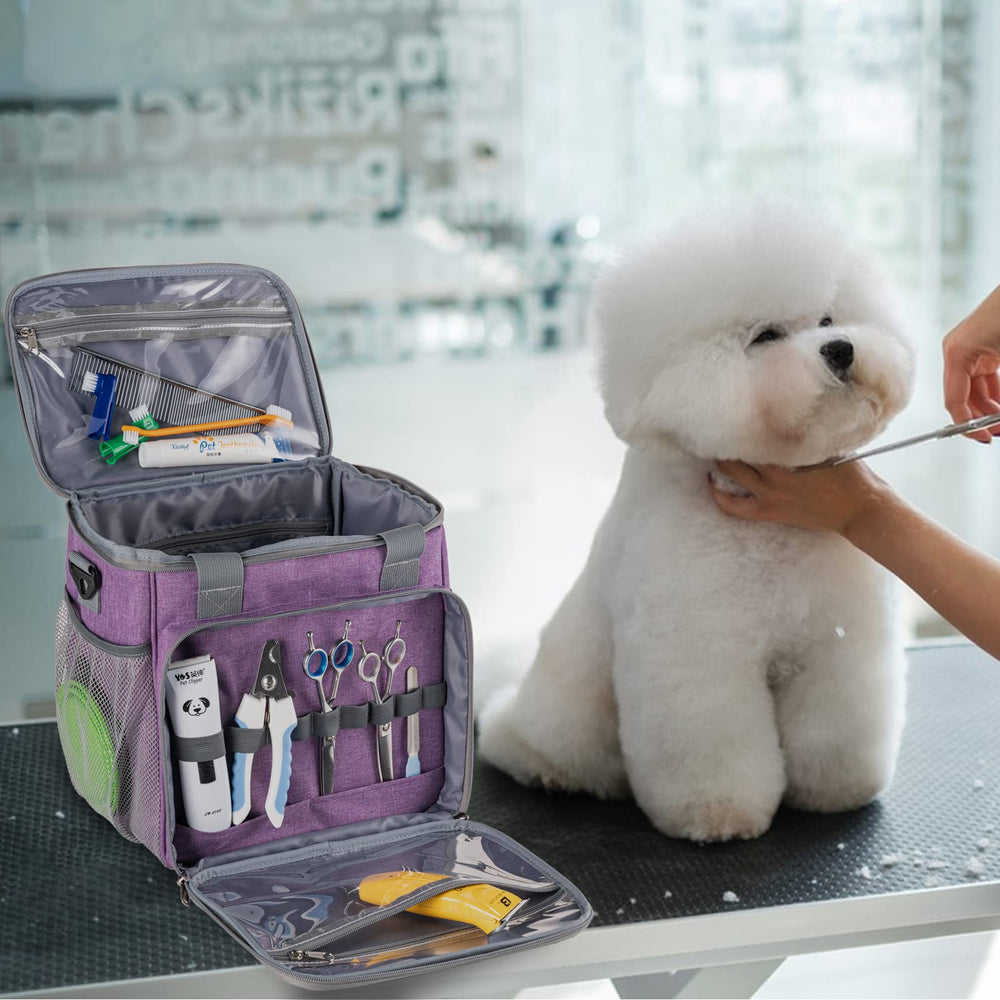 BABEYER pet grooming bag side mesh pockets keeps frequently used tools accessible