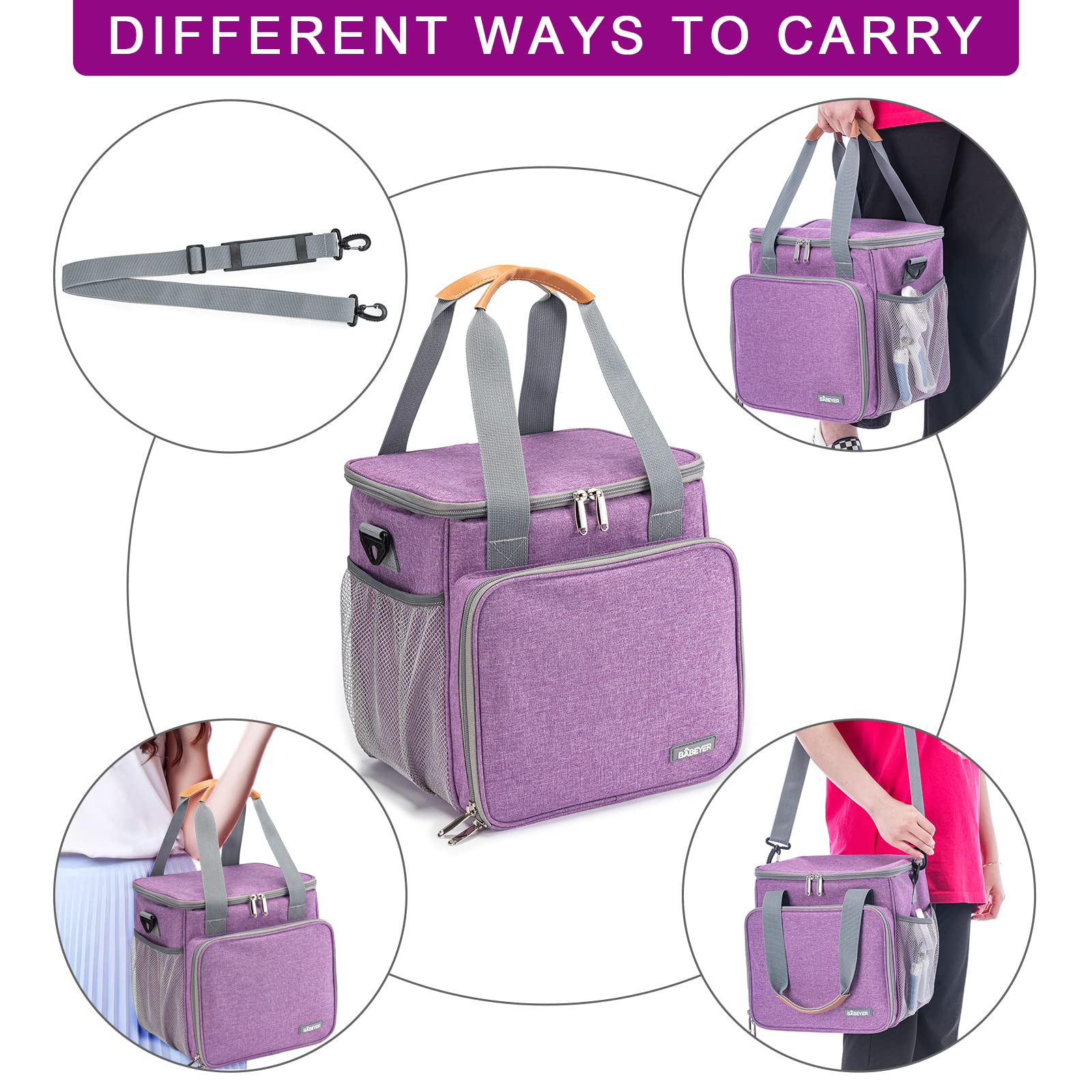 BABEYER pet grooming bag soft leather handle supports comfortable carrying