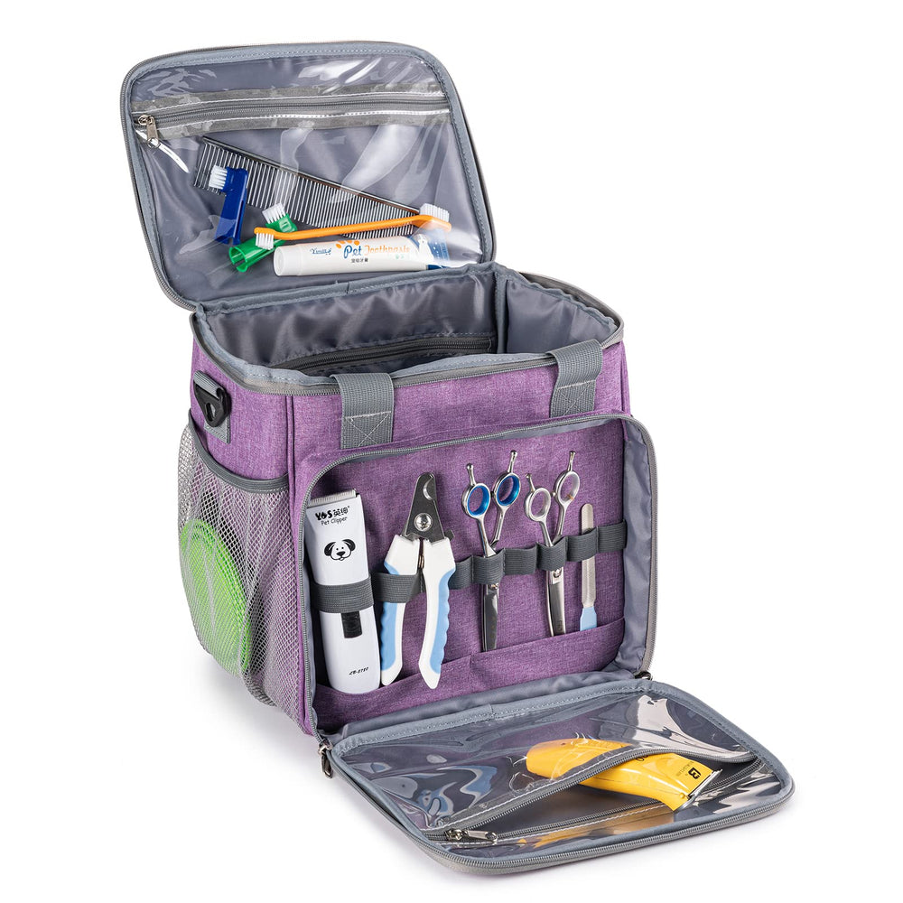 BABEYER pet grooming bag tote purple shows organized tool storage for on the go grooming