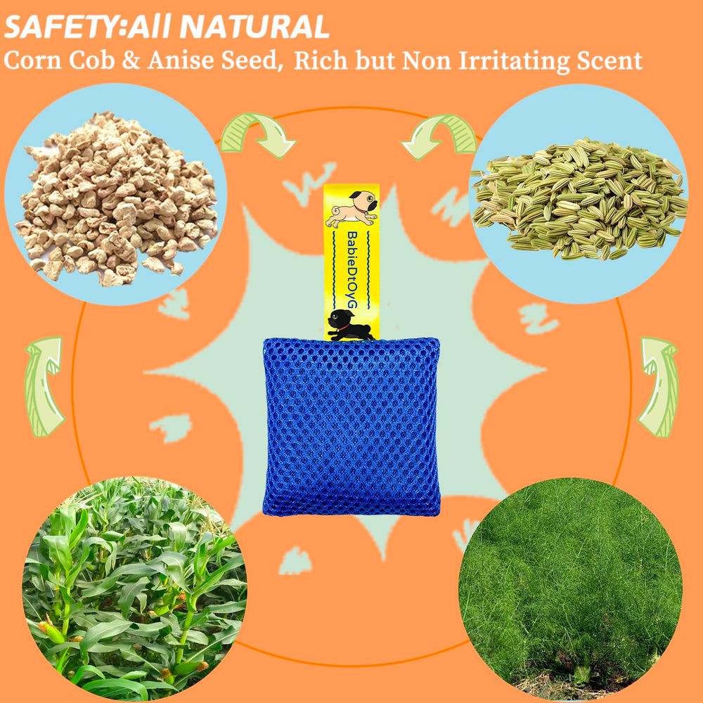 BabieDtOyG guided-activities poster demonstrates steps for obedience-friendly scent games.