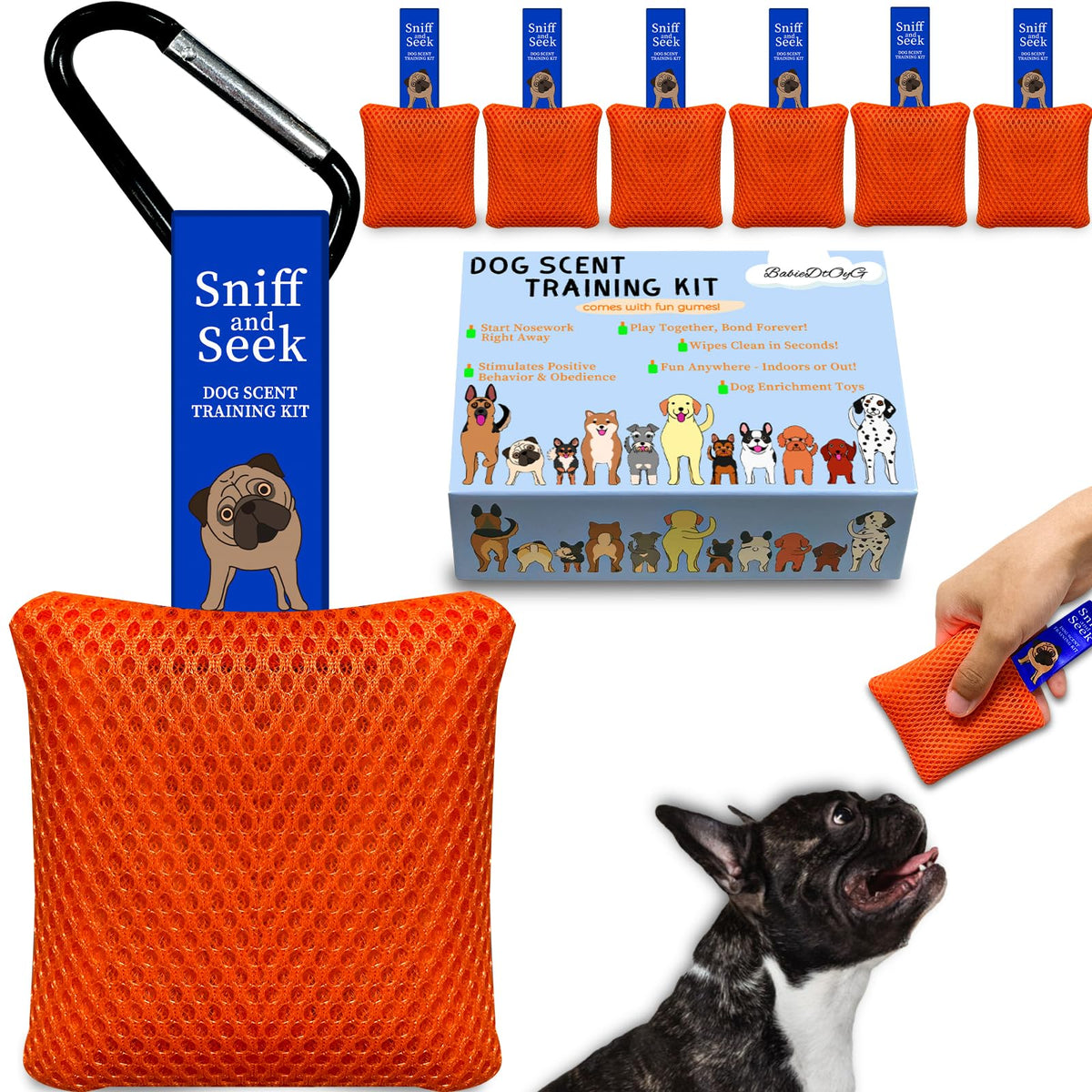 BabieDtOyG dog scent training kit in gift box promotes bonding and mental exercise.