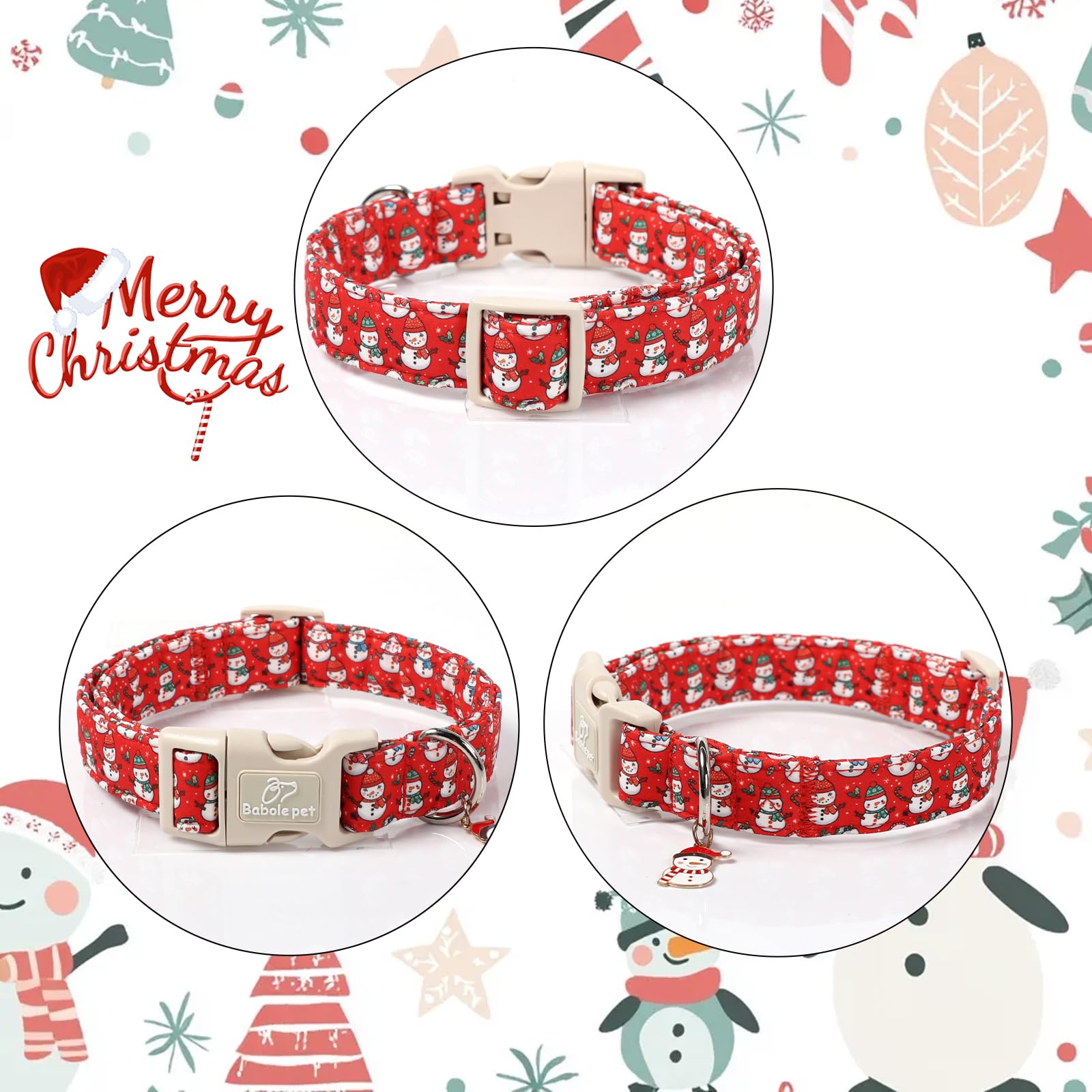 Babole Pet collar with stitched D-ring for extra leash strength.