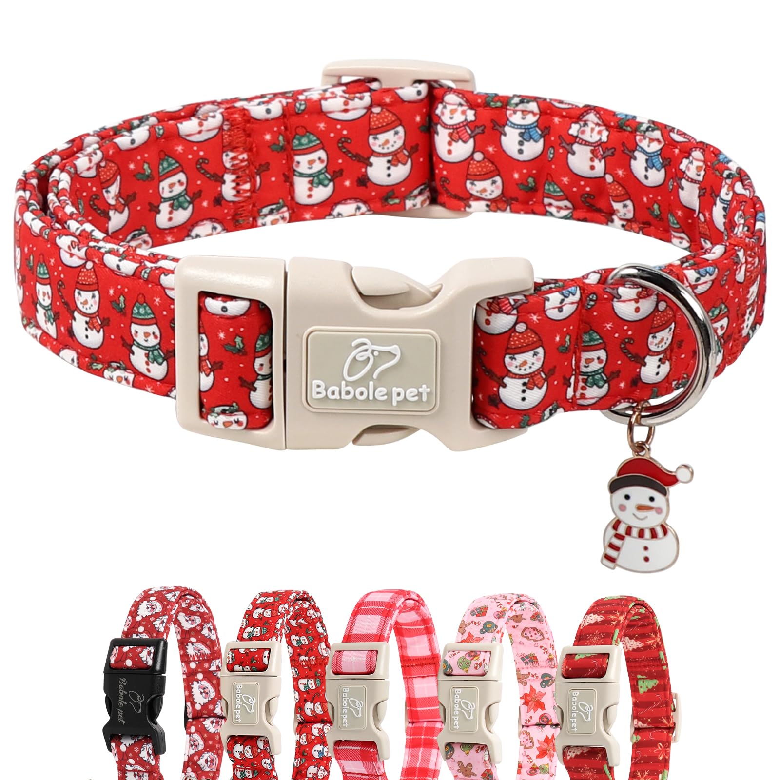 Babole Pet Christmas Dog Collar snowman pattern for festive daily wear and photos