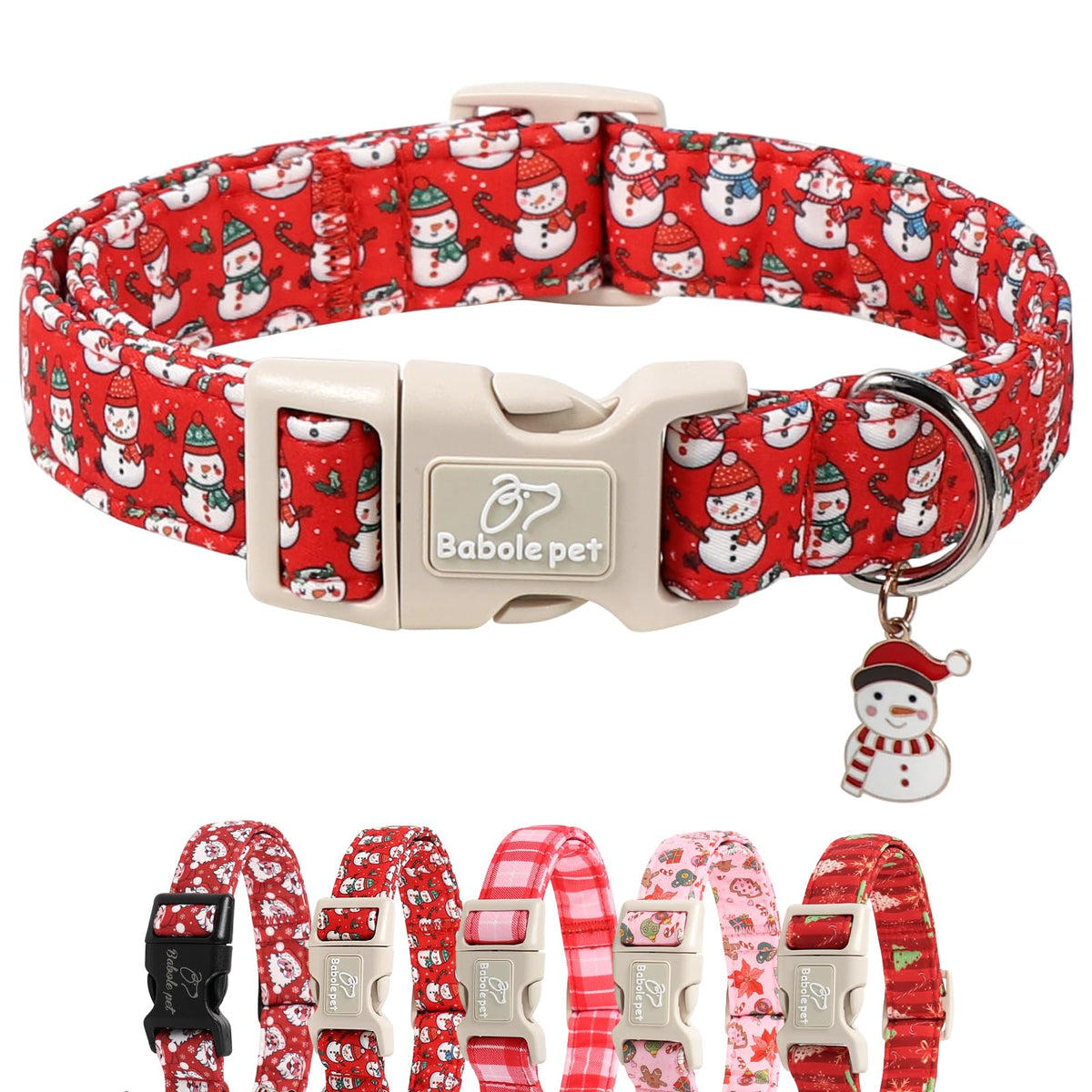 Babole Pet Christmas Dog Collar snowman pattern for festive daily wear and photos
