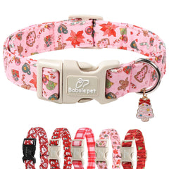 Collar Babole Pet Navidad Rosa, perfecto para paseos y fotos festivas.
