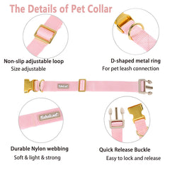 Babole Pet nylon dog collar pink chrome-plated D-ring for durability