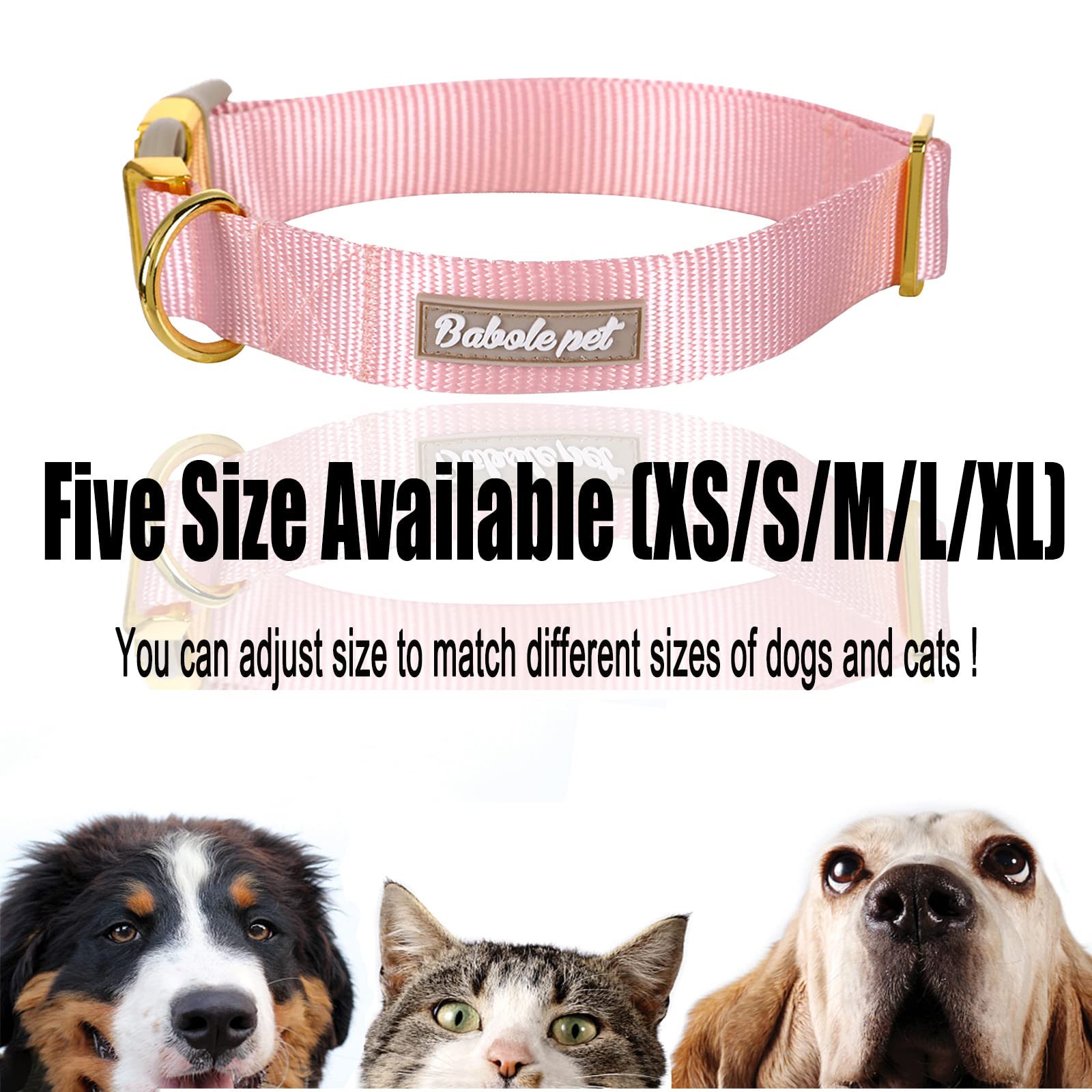 Babole Pet nylon dog collar pink gift idea for dog lovers
