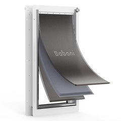Baboni 3-Flaps pet door frame close-up shows sturdy steel construction for long-lasting use.