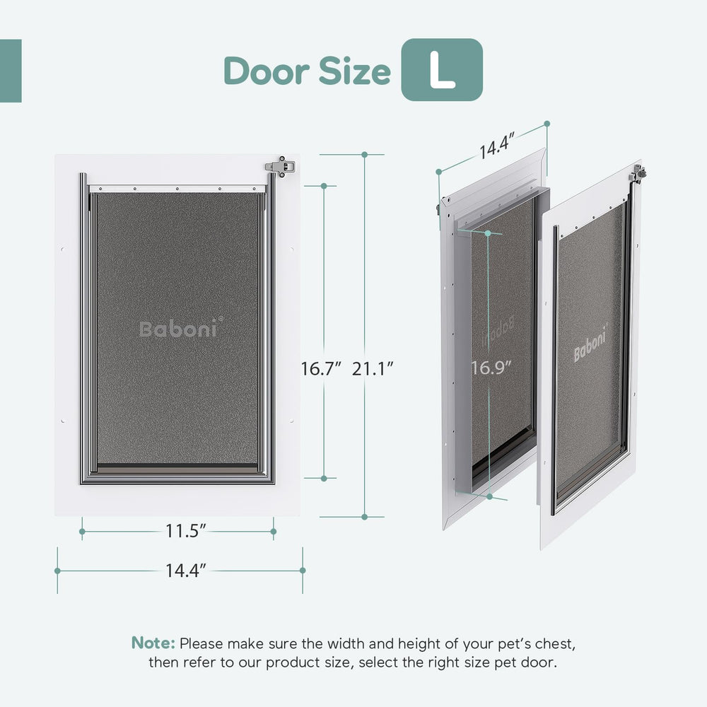Baboni 3-Flaps pet door metal closing panel adds security when you need it.