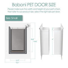 Baboni aluminum lock dog-cat door provides secure, durable operation