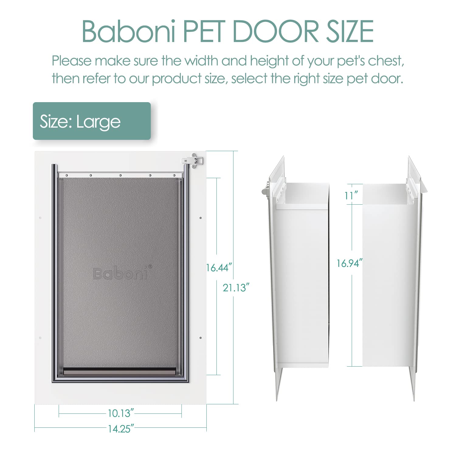 Baboni pet door aluminum lock highlights secure installation and long-lasting durability
