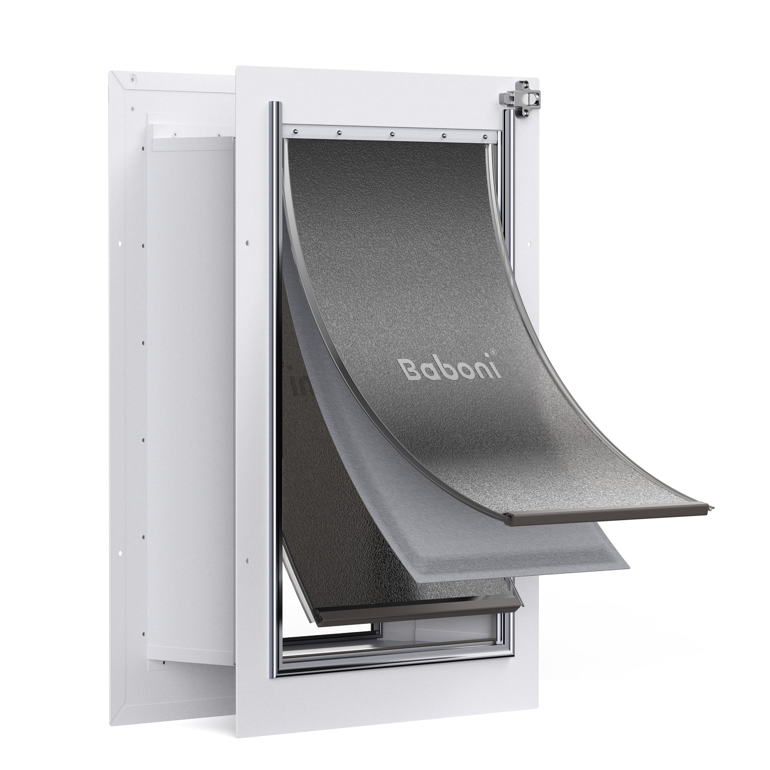 Baboni pet door wall assembly guide shows easy installation steps for a durable in-wall access.
