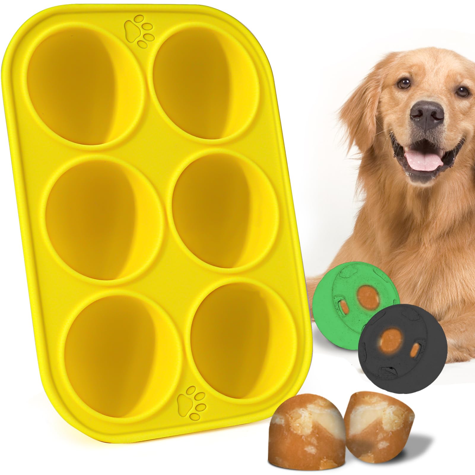 BABORUI 6-cavities silicone dog mold ready for Woof Pupsicle treats, ideal for multi-dog households