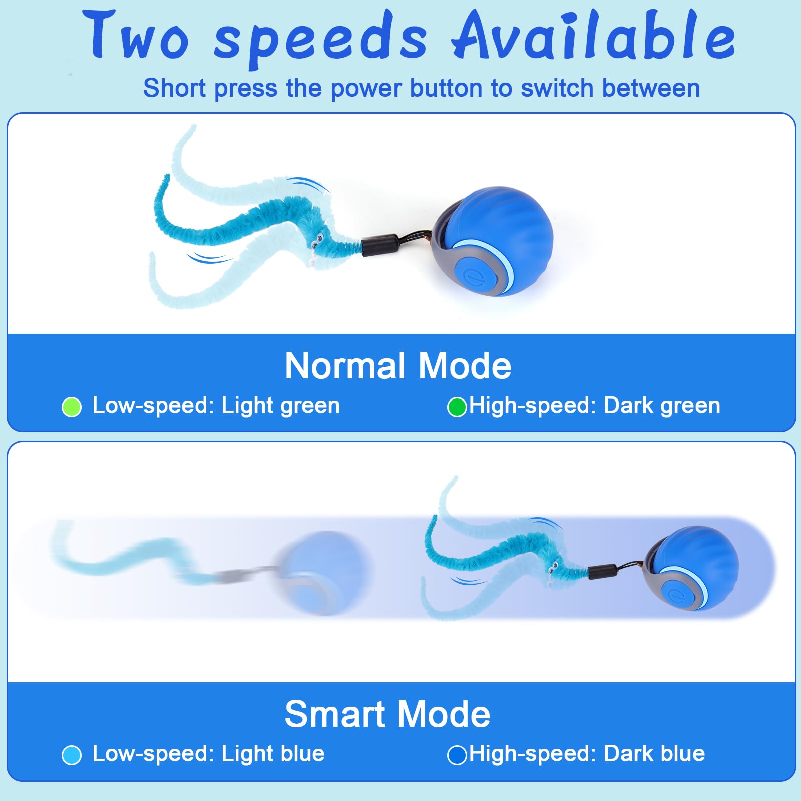 BABORUI 2-speed play for fast and slow chasing indoors.