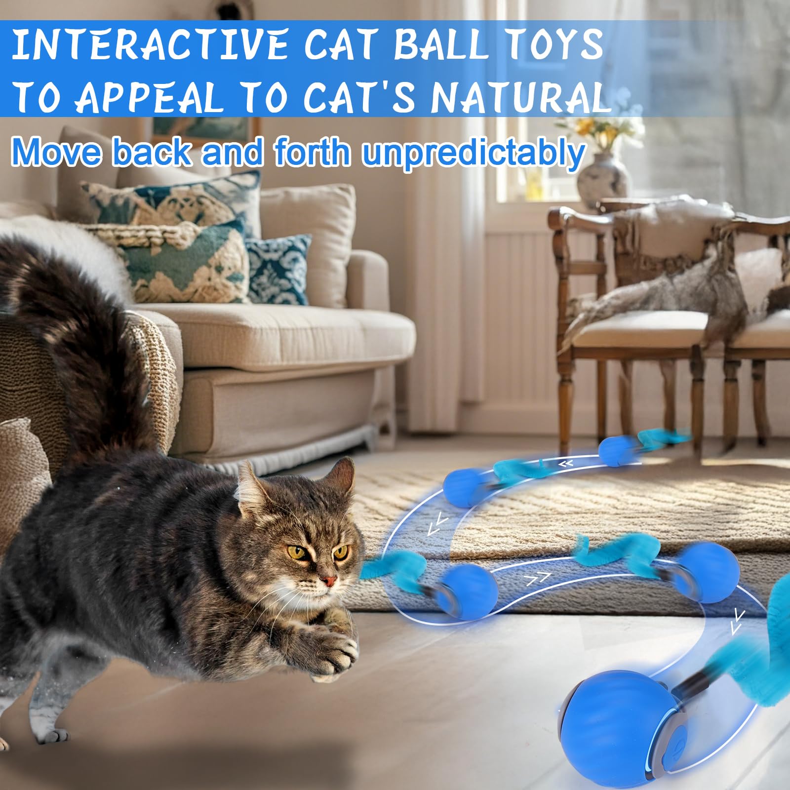 BABORUI cat toy ball in green mode for gentle play.