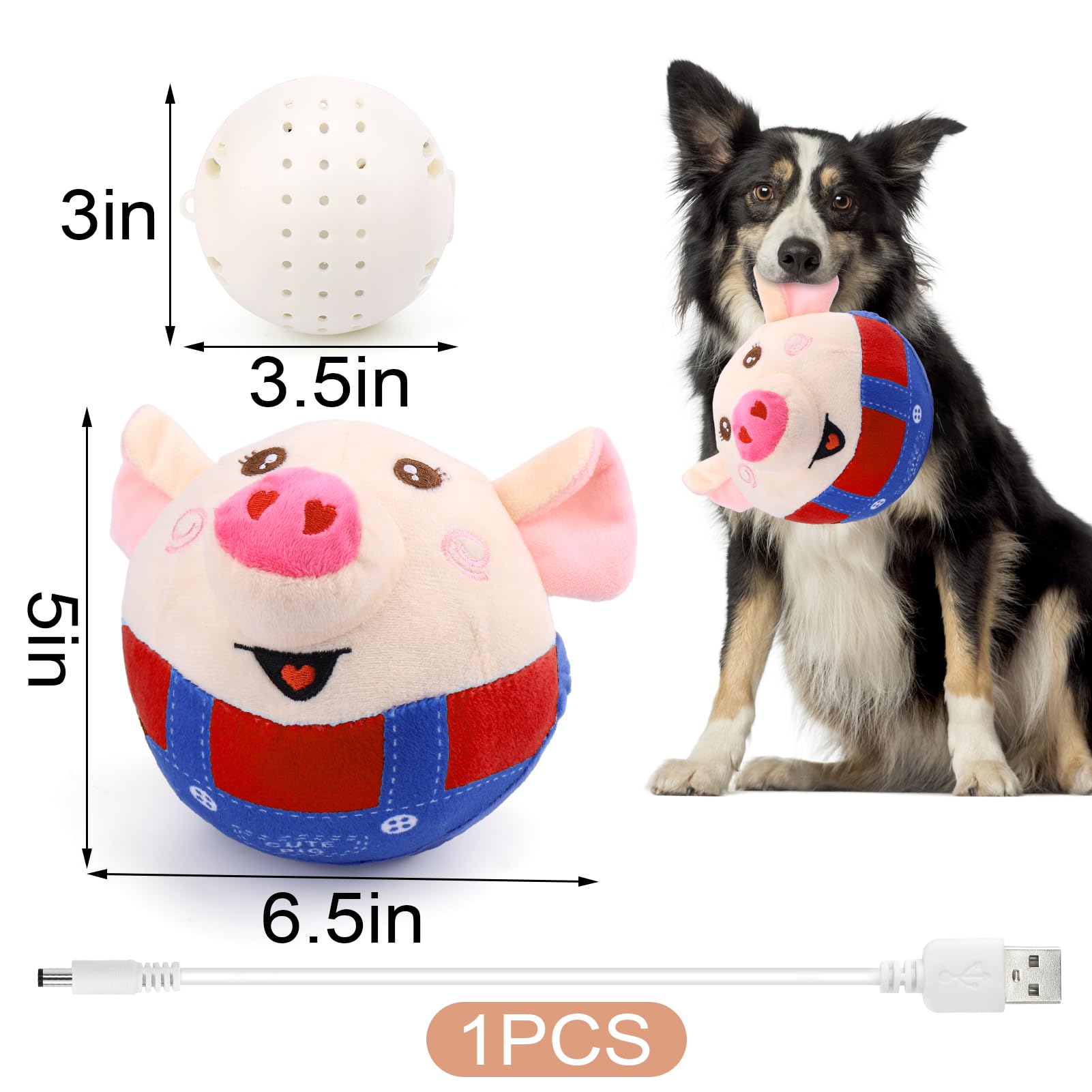 BABORUI red squeaky pig toy adds sensory appeal for enthusiastic fetch and tug play.
