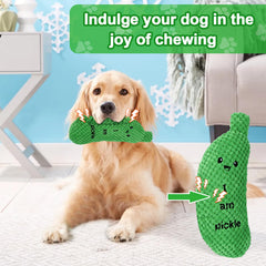 BABORUI Pickle Toy side view, durable plush for lasting fetch sessions.