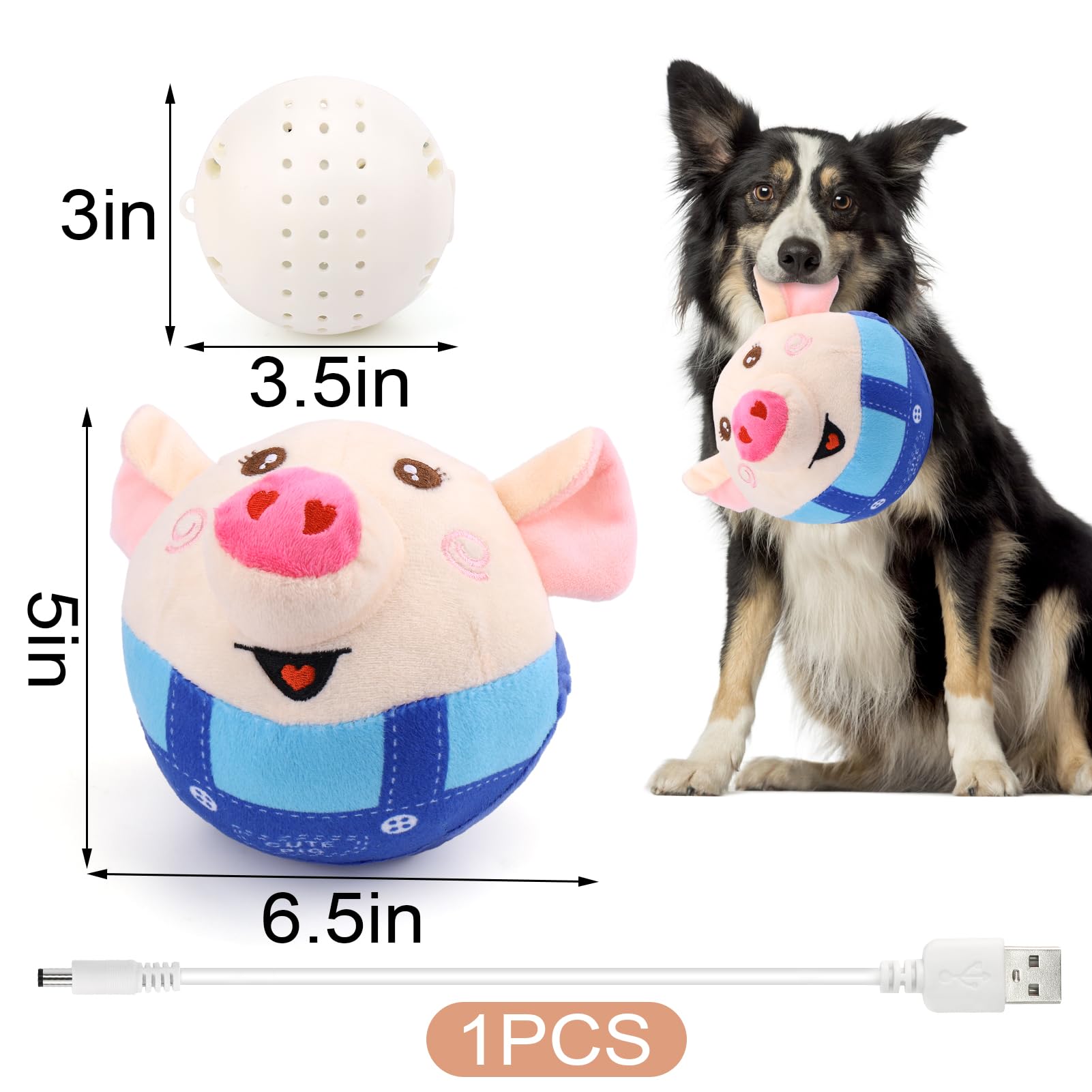BABORUI pig toy bounce-action capturing dynamic play for dogs.