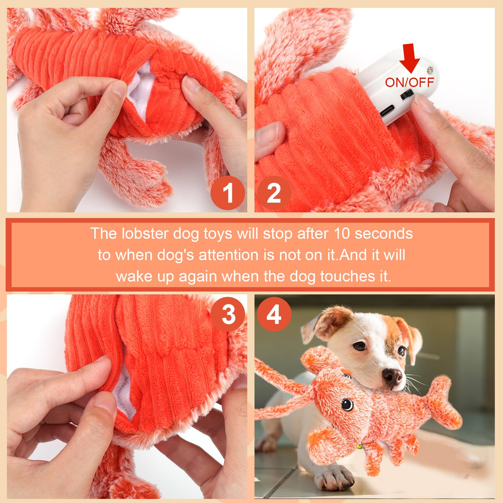 BABORUI wiggly lobster dog toy in action keeps dogs active.