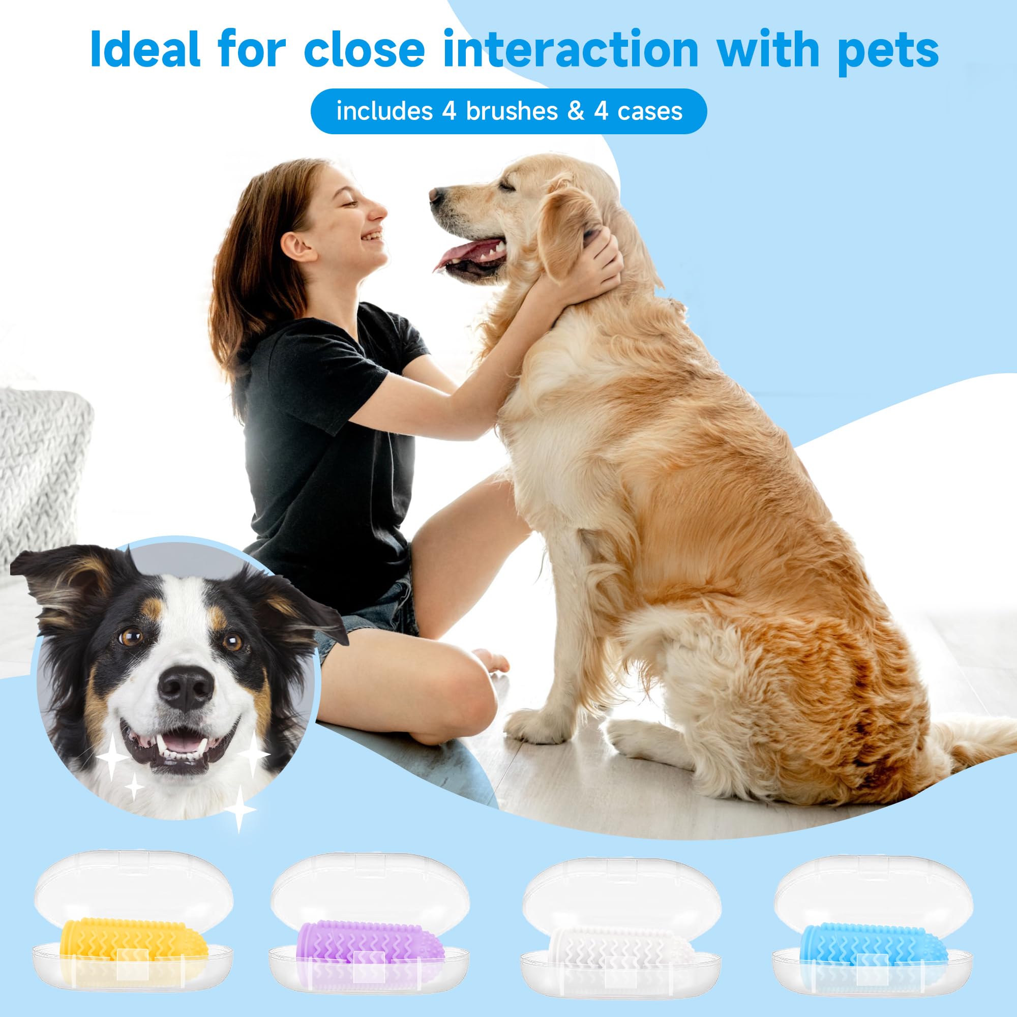 Babove dog toothbrush 4-pack with storage boxes for easy rotation