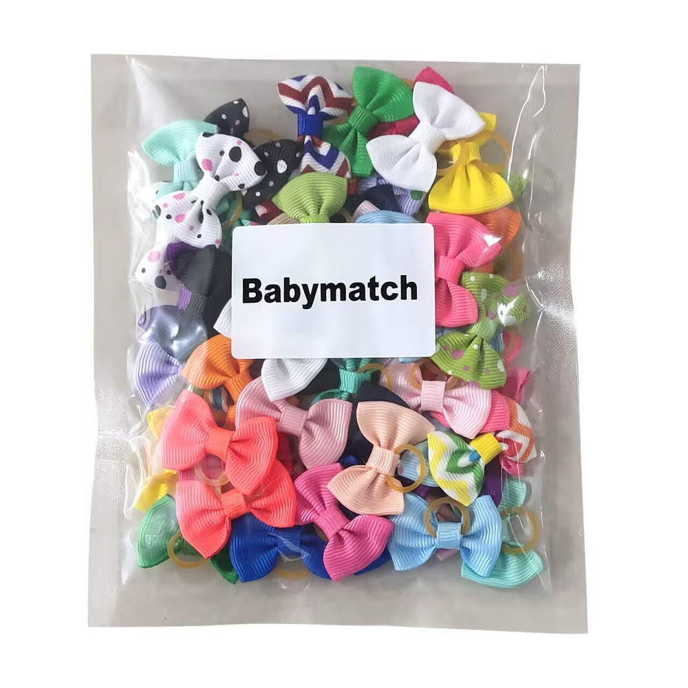 Babymatch puppy bows 60 pieces provide ample color-play options for rotation