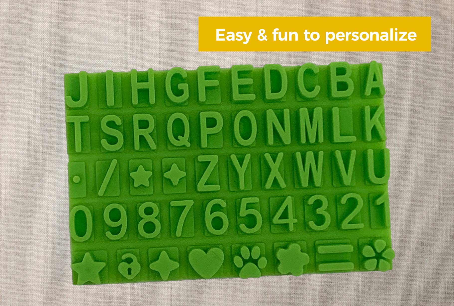 Baby Mushroom stencil kit enables colorful personalization with name and dates.