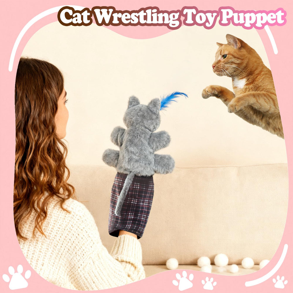 Babyye cat wrestling glove bonding-moments promotes closer owner-pet interactions during play.