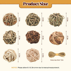 Bac-kitchen bunny chew grass balls hanging design with hemp rope for vertical play enrichment