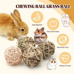 Bac-kitchen 2-4 inch grass ball rolling and chasing action for small pets